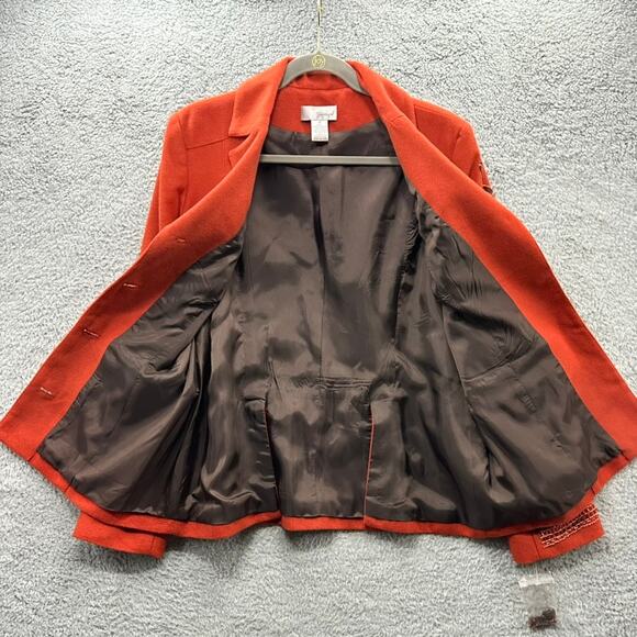 Spiegel Women's Size 16 NWT Jacket Orange Beaded Sleeve Lined Buttons Fall Warm - Picture 12 of 12